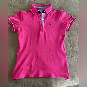 Women’s pink horse riding polo shirt